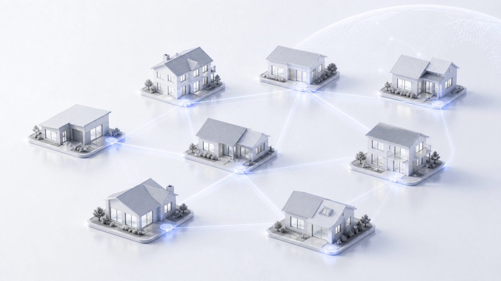 Residential homes connected through a decentralized peer-to-peer network