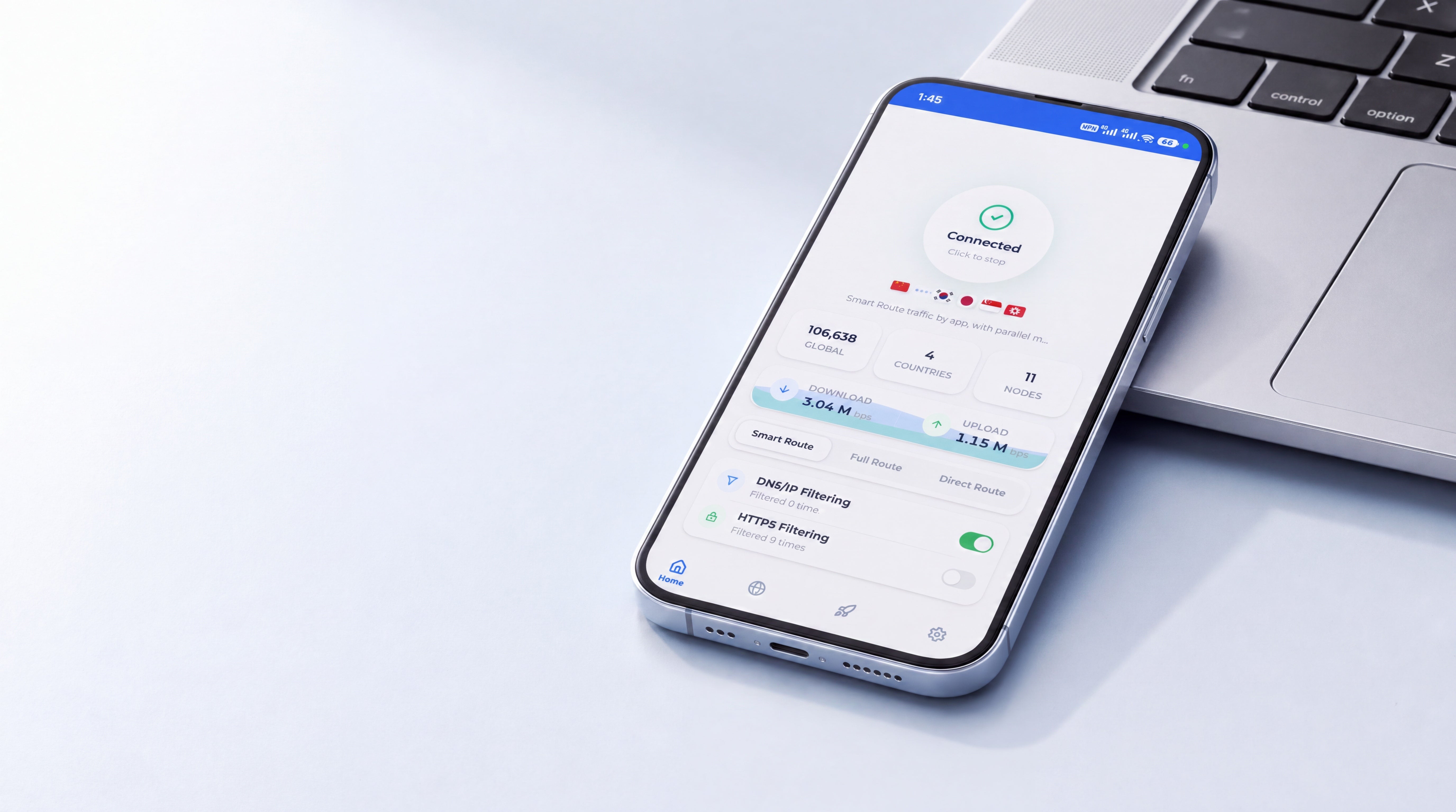 DPN App connected on a mobile phone